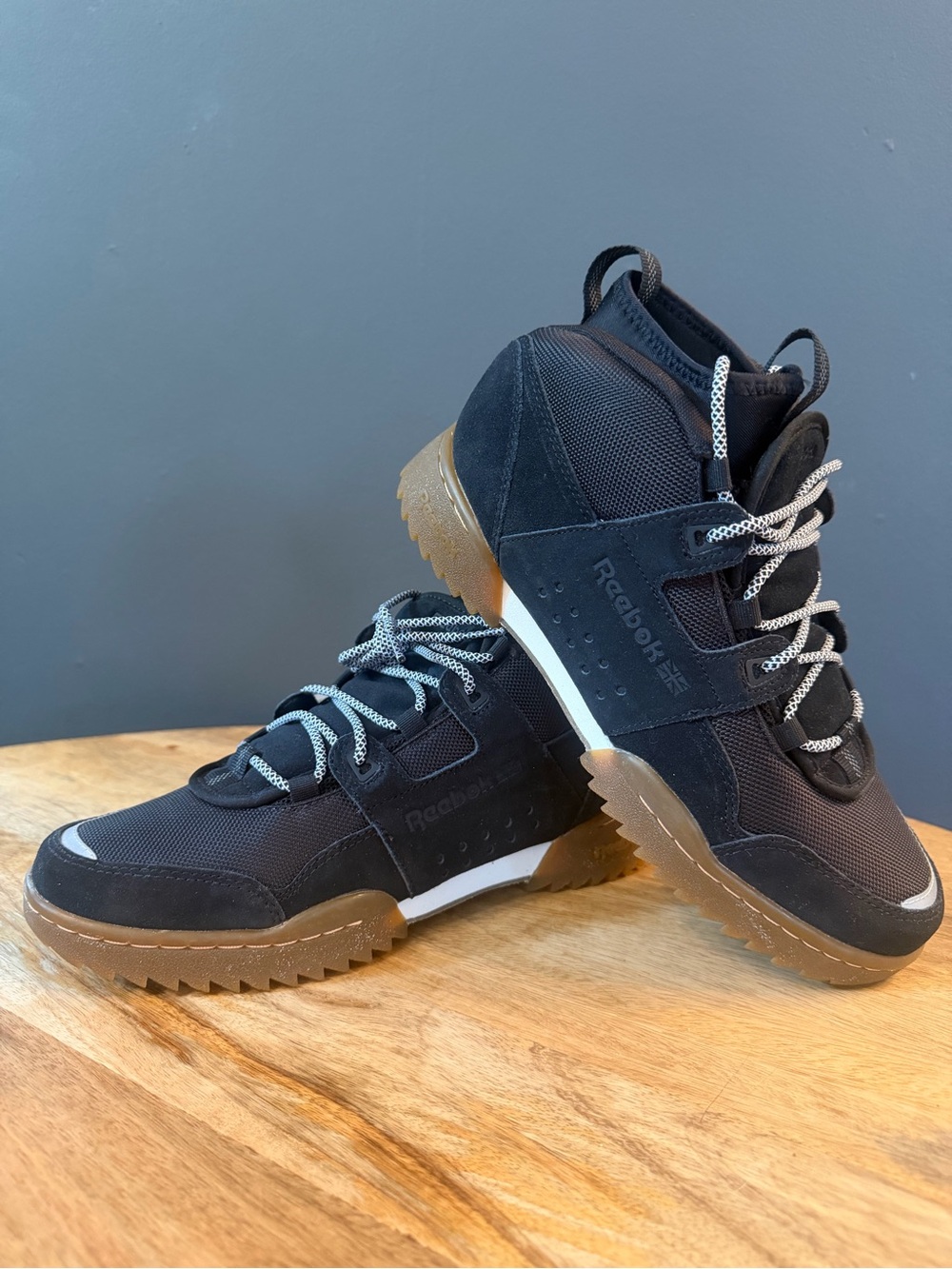 Reebok Men’s Black Sneakers with Gum Sole